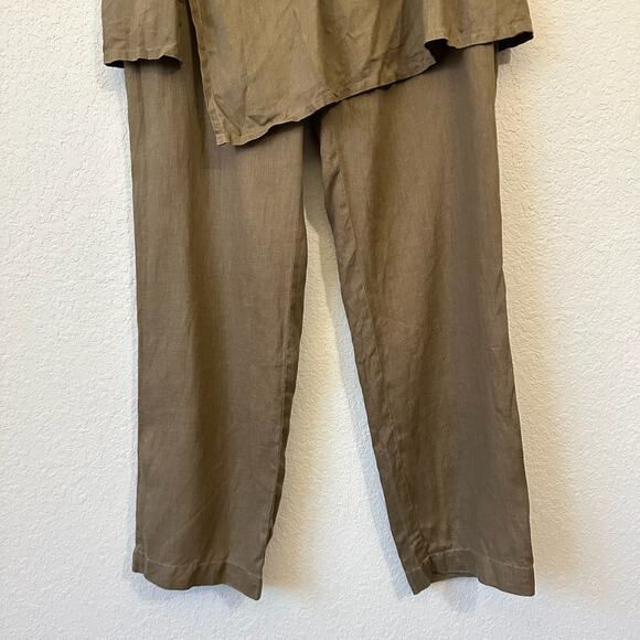 GIUSTO DAMA Skirted Pants Brown Wrap Straight Leg Linen Lightweight - Picture 7 of 15